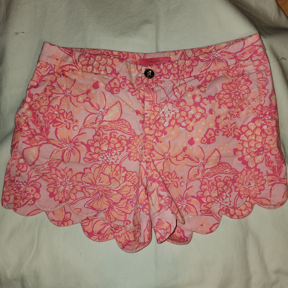 Lilly Pulitzer Coral Floral High Waist Shorts